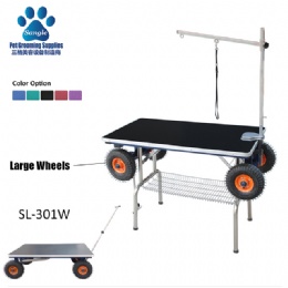 Pet Fold-able Grooming Table With Wheels